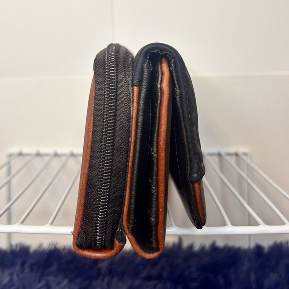 Leather wallet / spacious / Brown / Blue / Hand-tooled Artesanal / México (B) - Picture 8 of 9